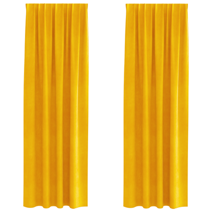 Mørklægningsgardiner Med Topbånd 2 Stk Sennepsgul Velour
