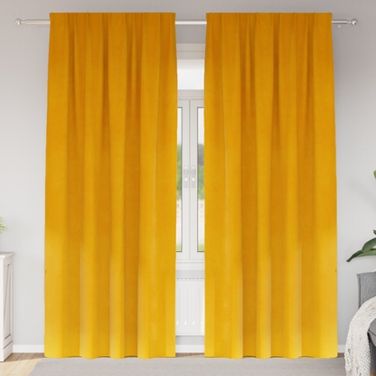 Mørklægningsgardiner Med Topbånd 2 Stk Sennepsgul Velour