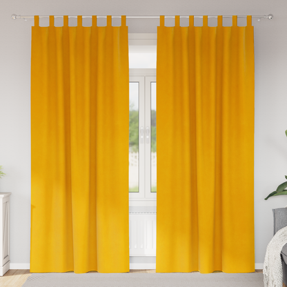 Mørklægningsgardiner Med Hænge Løkker 2 Stk Sennepsgul Velour