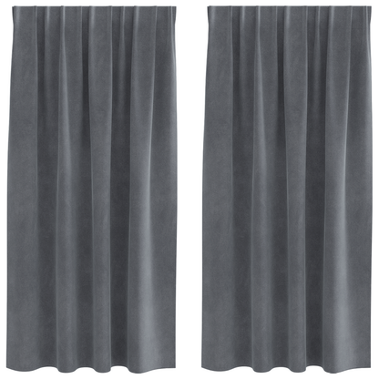 Mørklægningsgardiner Med Topbånd 2 Stk Super Lysegrå Velour