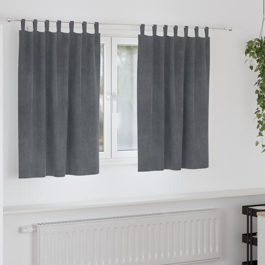 Mørklægningsgardiner Med Ophængsløkker 2 Stk Super Lysegrå Velour