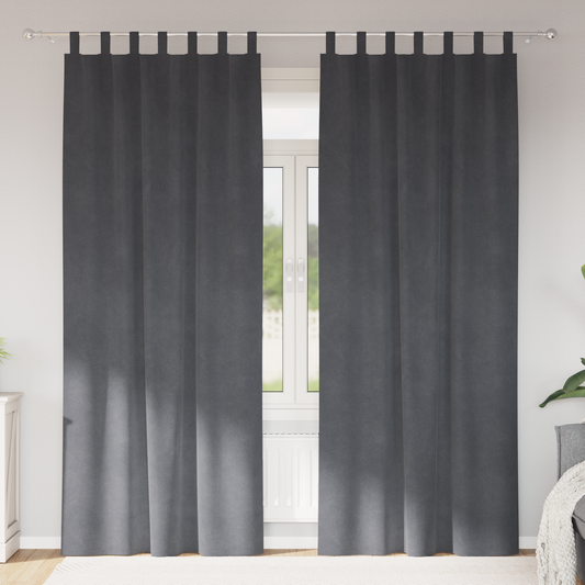 Mørklægningsgardiner Med Hængeløkker 2 Stk Super Lys Grå Velour