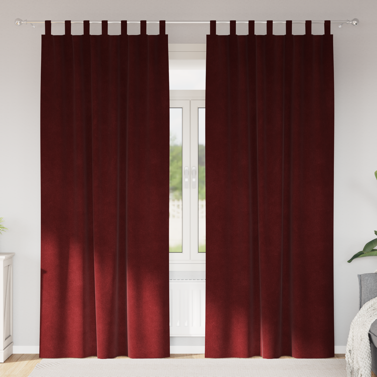 Mørklægningsgardiner Med Ophængsløkker 2 Stk Vinrød Velour