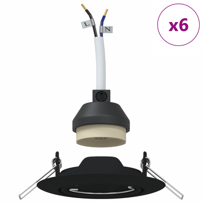 Indbygningsspots 6 Stk Rund Gu10 Sort Ø90 Mm Stål