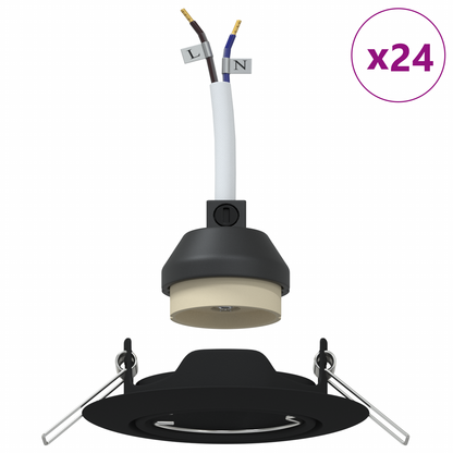 Indbygningsspot 24 Stk Rund Gu10 Sort Ø90 Mm Stål