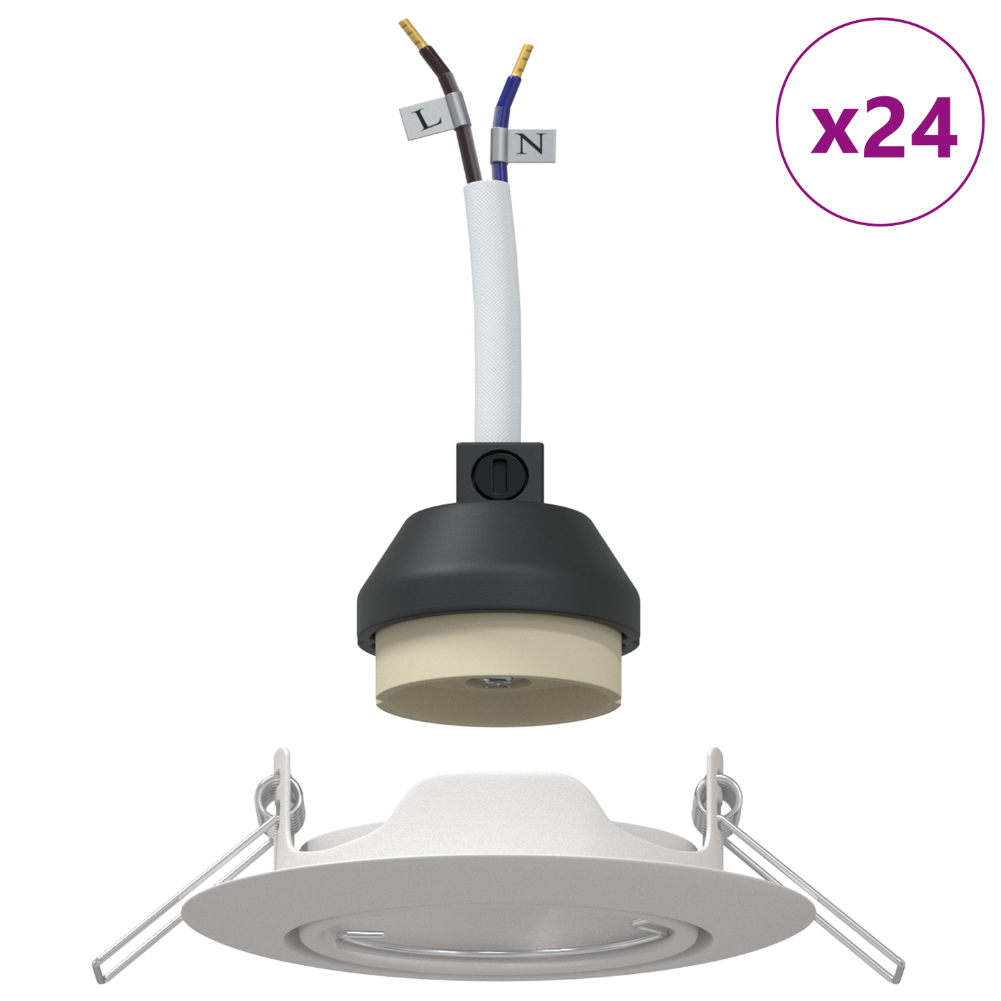 Indbyggede Spotlights 24 Stk Runde Gu10 Hvid Ø90 Mm Stål