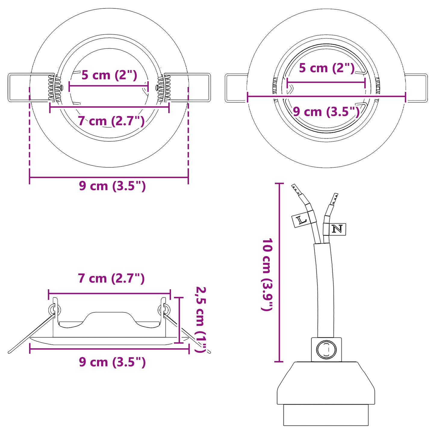Indbyggede Spotlights 24 Stk Runde Gu10 Hvid Ø90 Mm Stål
