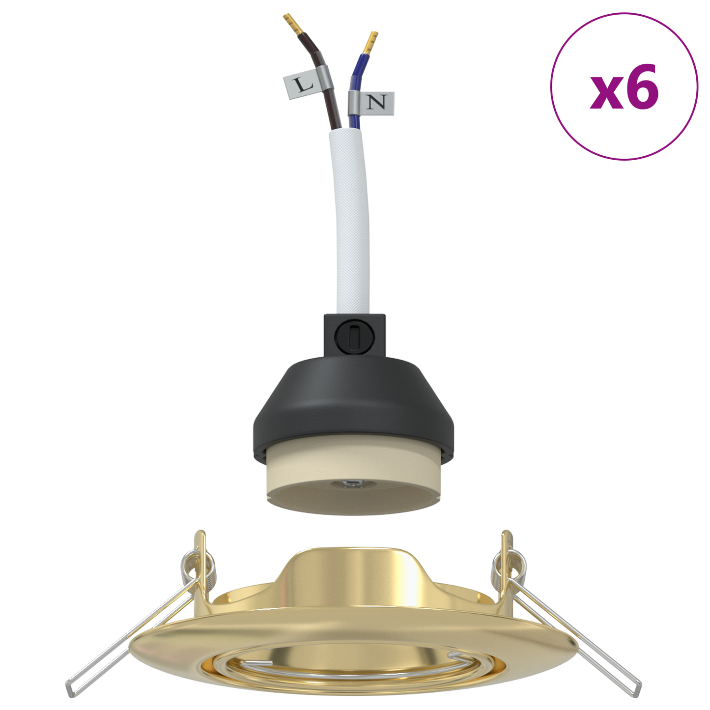 Indbyggede Spotlights 6 Stk Runde Gu10 Guld Ø90 Mm Stål