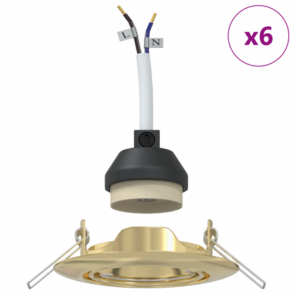 Indbyggede Spotlights 6 Stk Runde Gu10 Guld Ø90 Mm Stål
