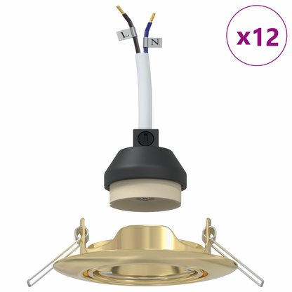 Indbyggede Spotlights 12 Stk Runde Gu10 Guld Ø90 Mm Stål