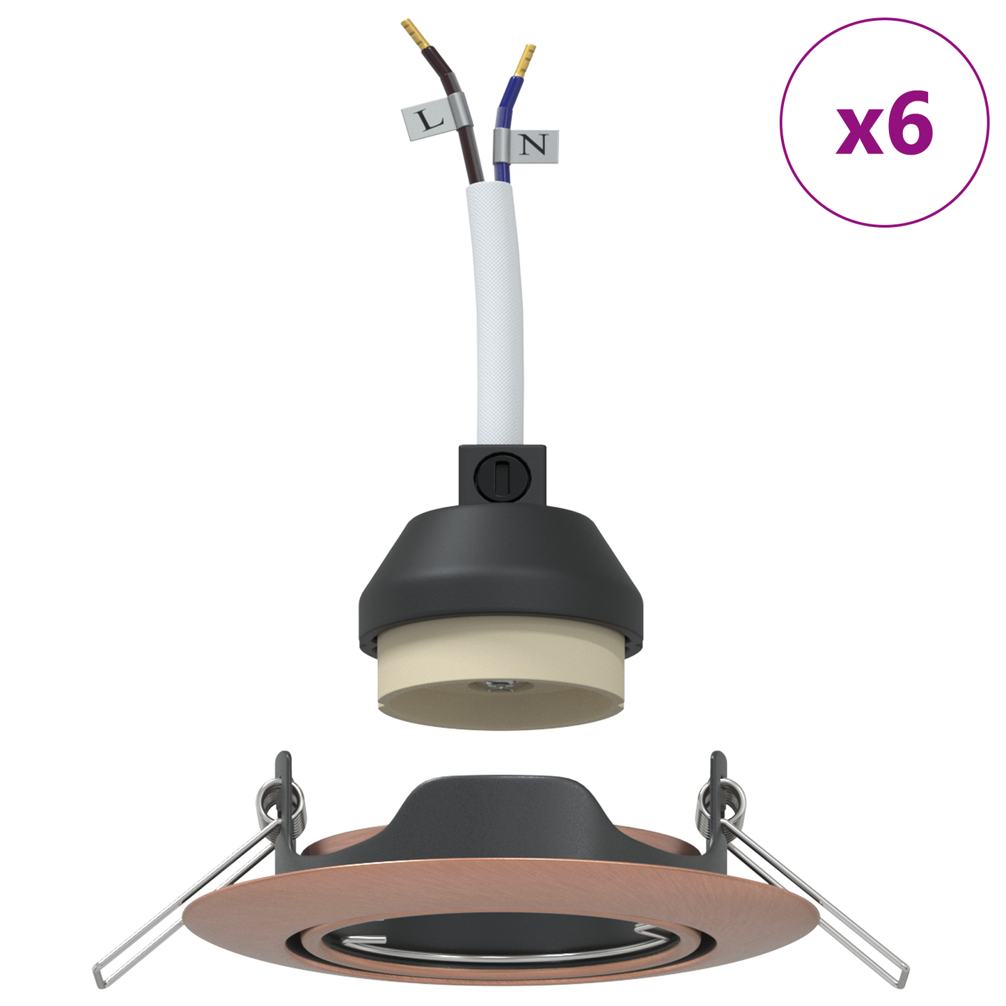 Indbyggede Spotlys 6 Stk Runde Gu10 Kobber Ø90 Mm Stål