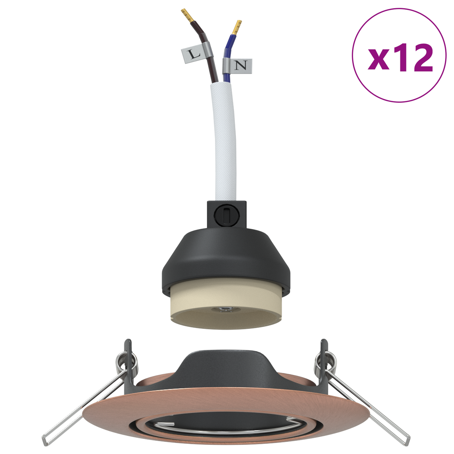 Indbygningsspot 12 Stk Runde Gu10 Kobber Ø90 Mm Stål