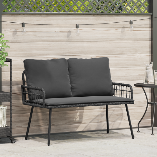 Havebænk Sort 114X64X78 Cm Poly Rattan