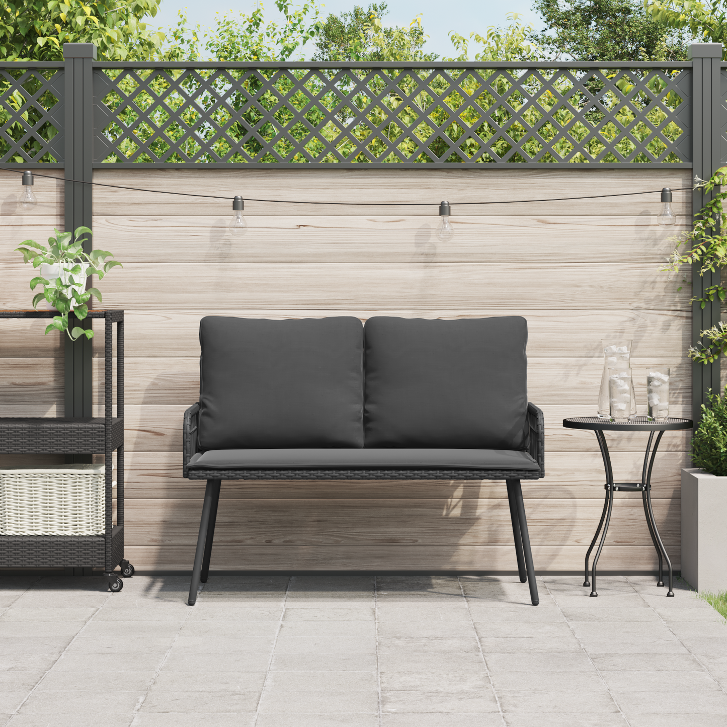 Havebænk Sort 114X64X78 Cm Poly Rattan