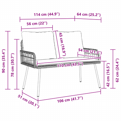 Havebænk Sort 114X64X78 Cm Poly Rattan