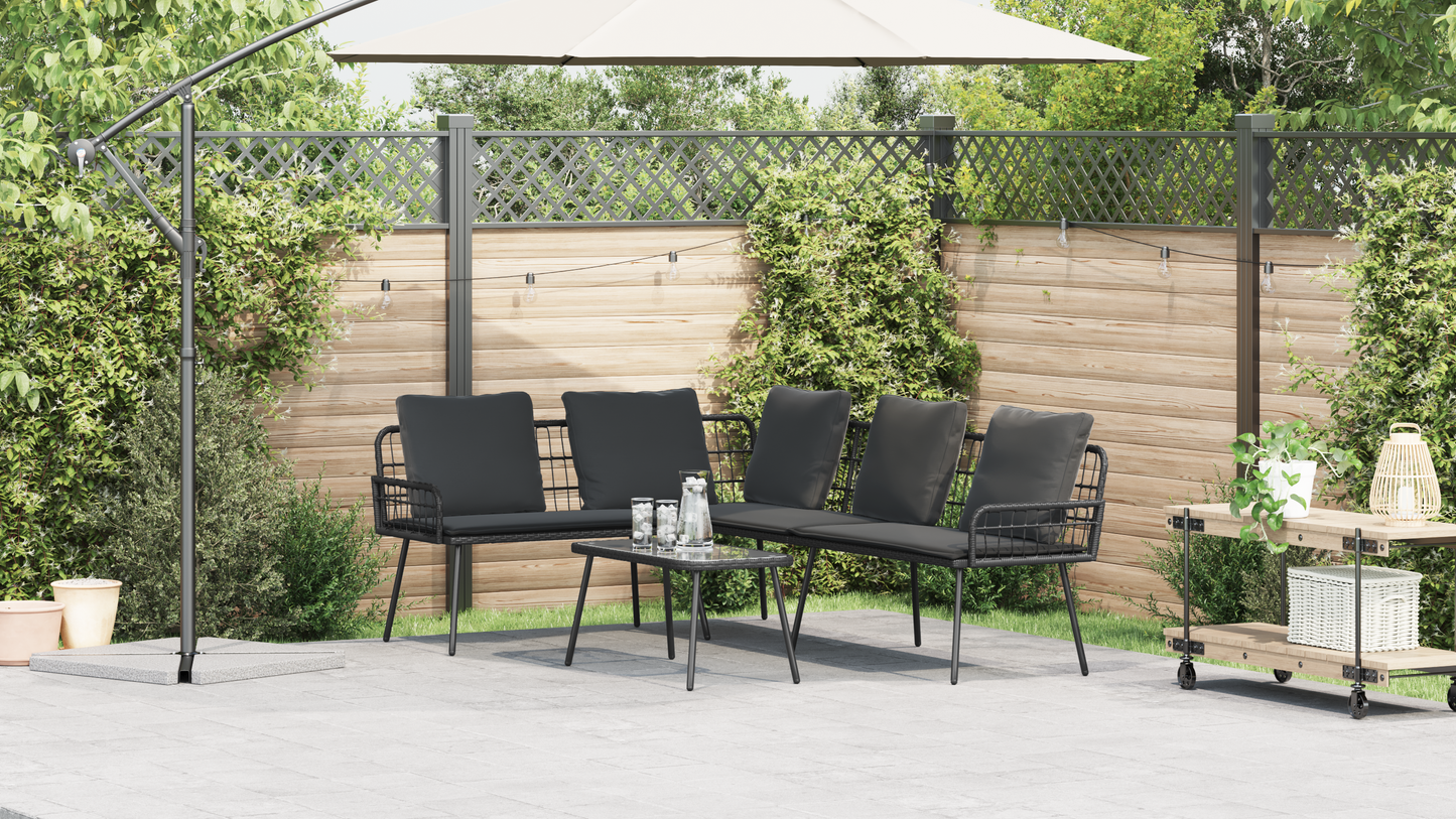 L-Formet Sofa Sort 231X173X78 Cm Poly Rattan