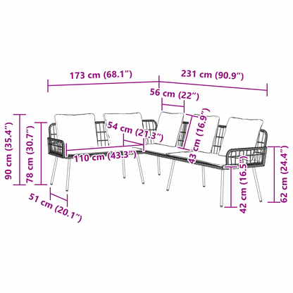 L-Formet Sofa Sort 231X173X78 Cm Poly Rattan