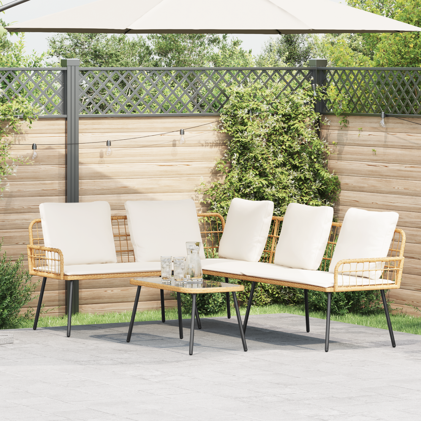 L-Formet Sofa Natural 231X173X78 Cm Poly Rattan