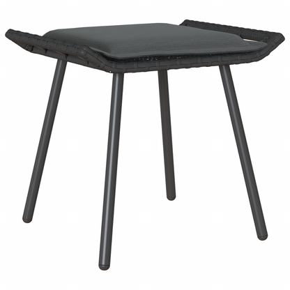 Havefodskammel Med Pude 2 Dele Grå 50 X 40 X 45Cm Polyester