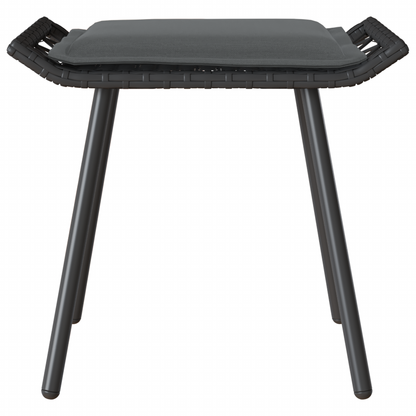 Havefodskammel Med Pude 2 Dele Grå 50 X 40 X 45Cm Polyester