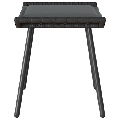 Havefodskammel Med Pude 2 Dele Grå 50 X 40 X 45Cm Polyester