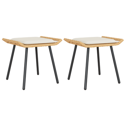 Havefodskammel Med Pude 2 Dele Brun 50 X 40 X 45Cm Polyester