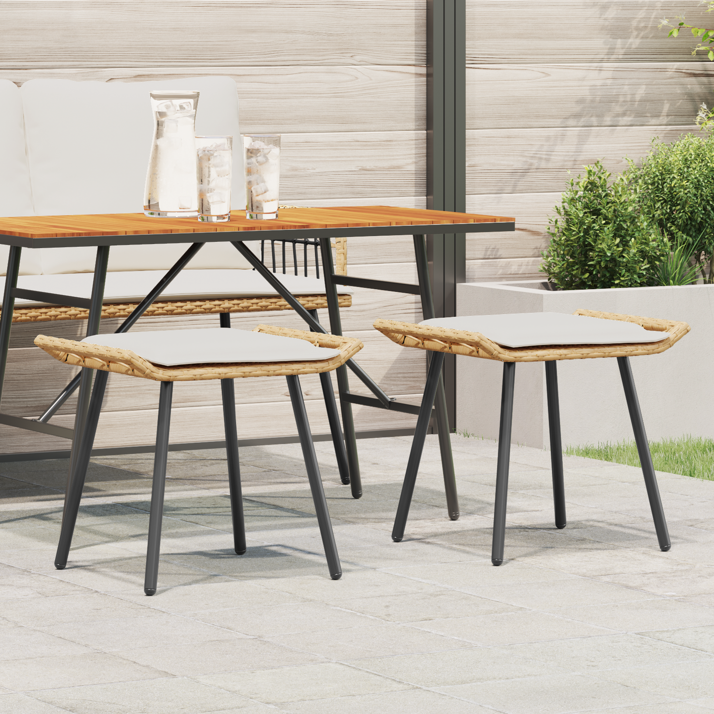 Havefodskammel Med Pude 2 Dele Brun 50 X 40 X 45Cm Polyester