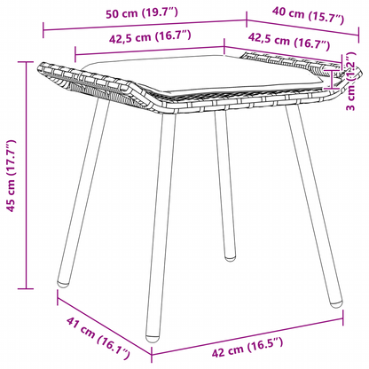 Havefodskammel Med Pude 2 Dele Brun 50 X 40 X 45Cm Polyester
