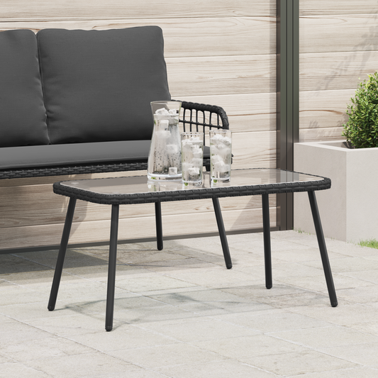 Kaffebord Sort 90X45X42 Cm Polyrattan