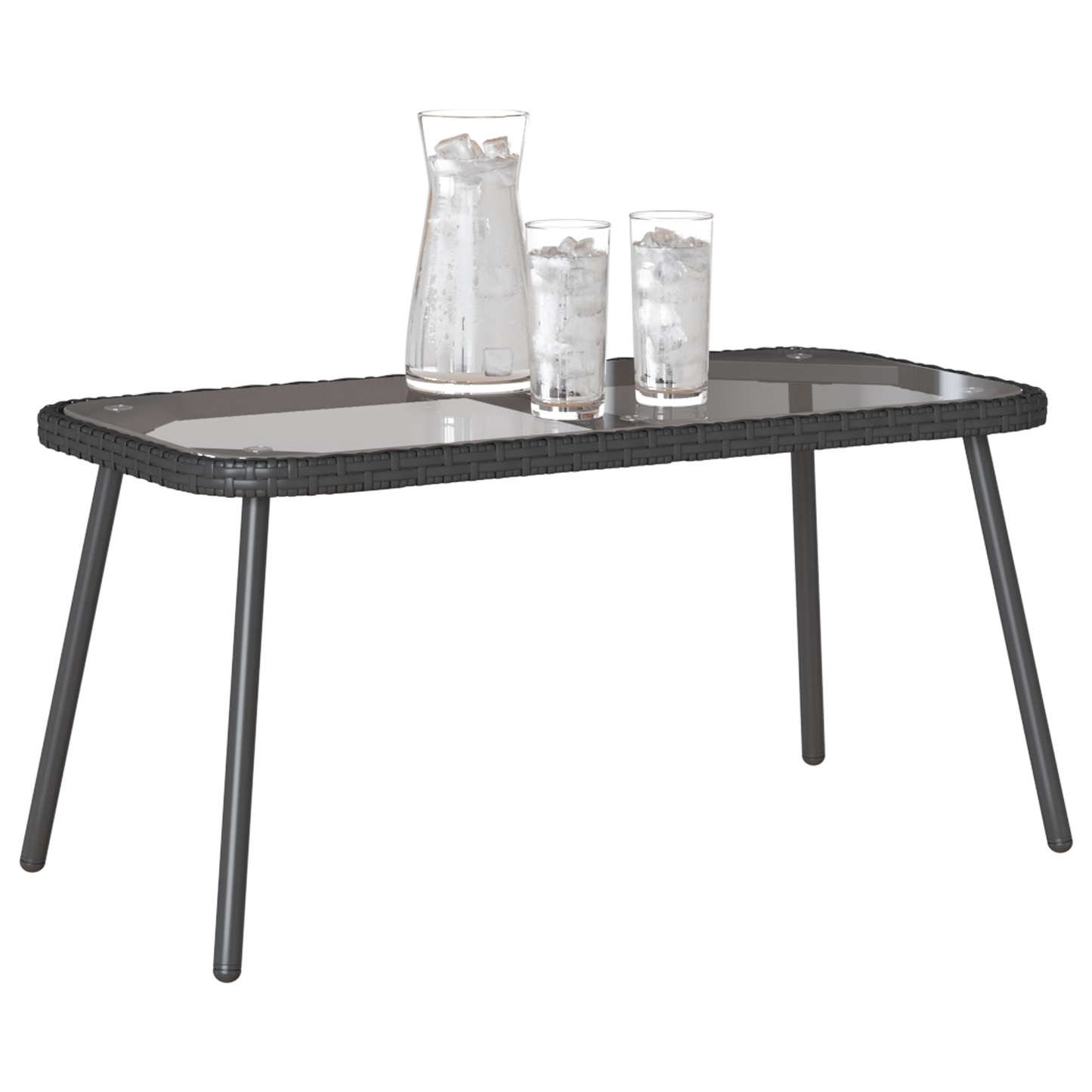 Kaffebord Sort 90X45X42 Cm Polyrattan