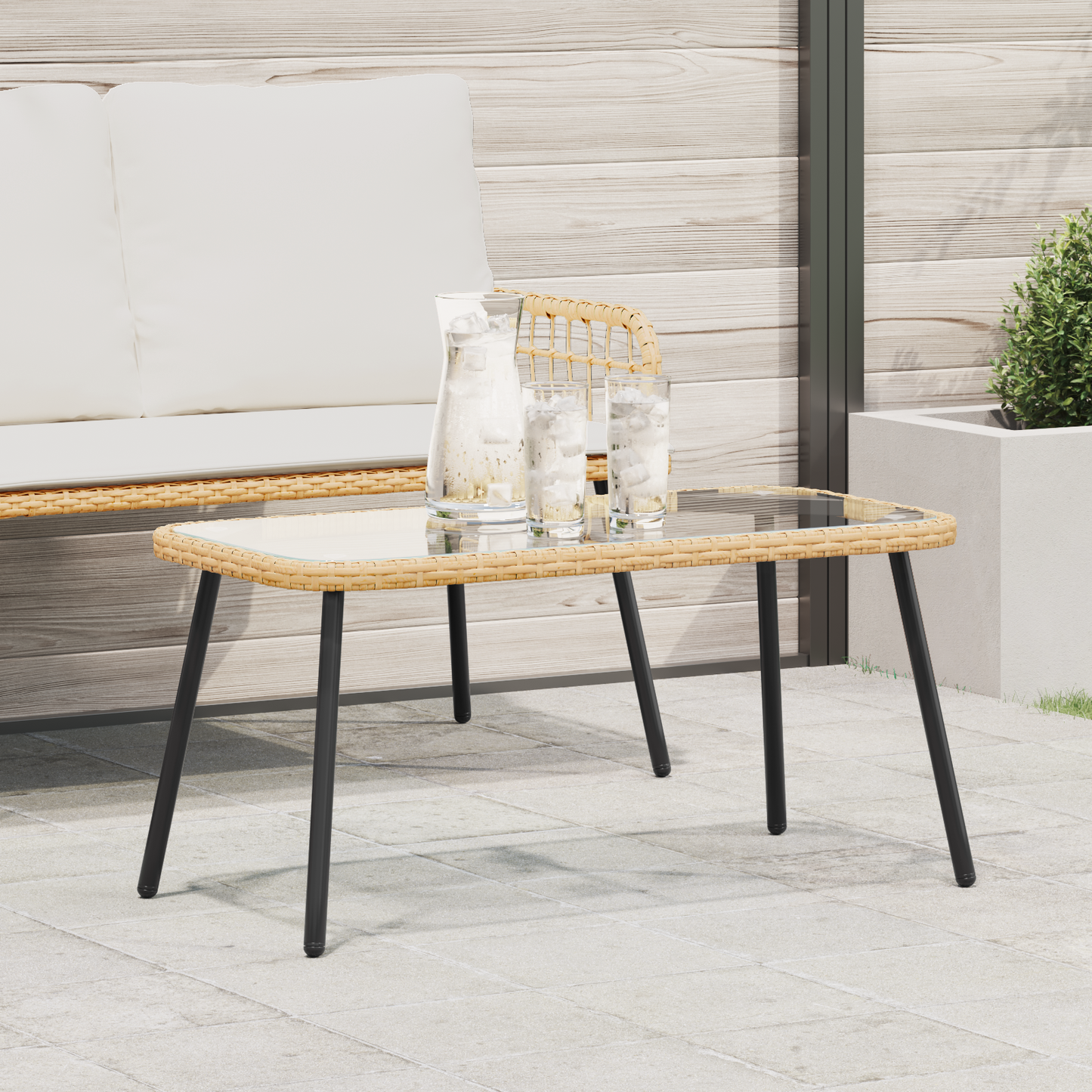 Sofabord Naturlig 90X45X42 Cm Poly Rattan