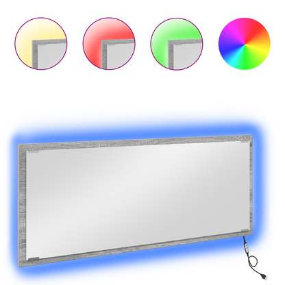 Spejl Med Spejl Grå Sonoma-Eg 90 X 8.5 X 37 Cm Konstrueret Træ