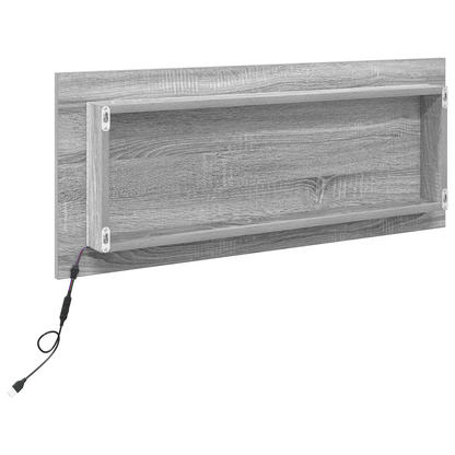 Spejl Med Spejl Grå Sonoma-Eg 90 X 8.5 X 37 Cm Konstrueret Træ