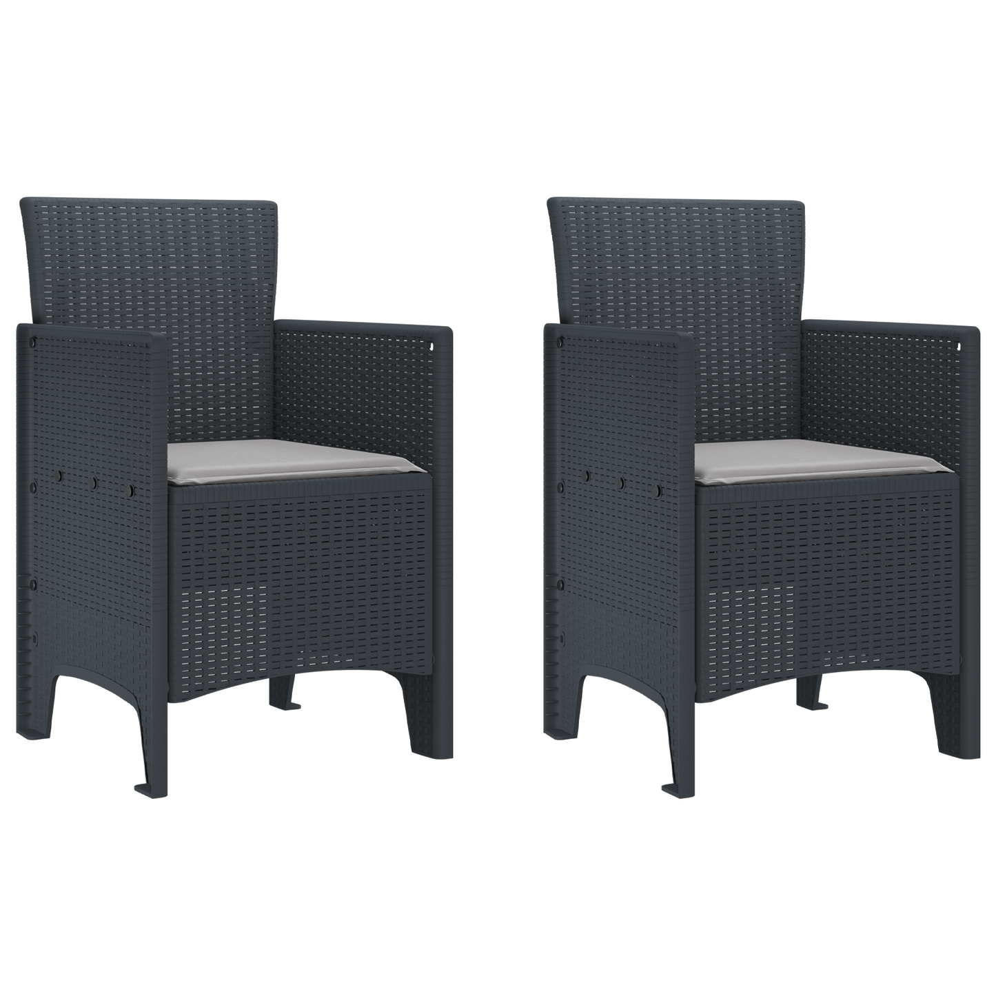 Havestole Med Puder 2 Stk Antracit Poly Rattan