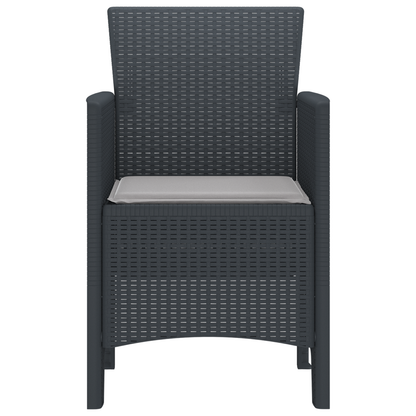 Havestole Med Puder 2 Stk Antracit Poly Rattan