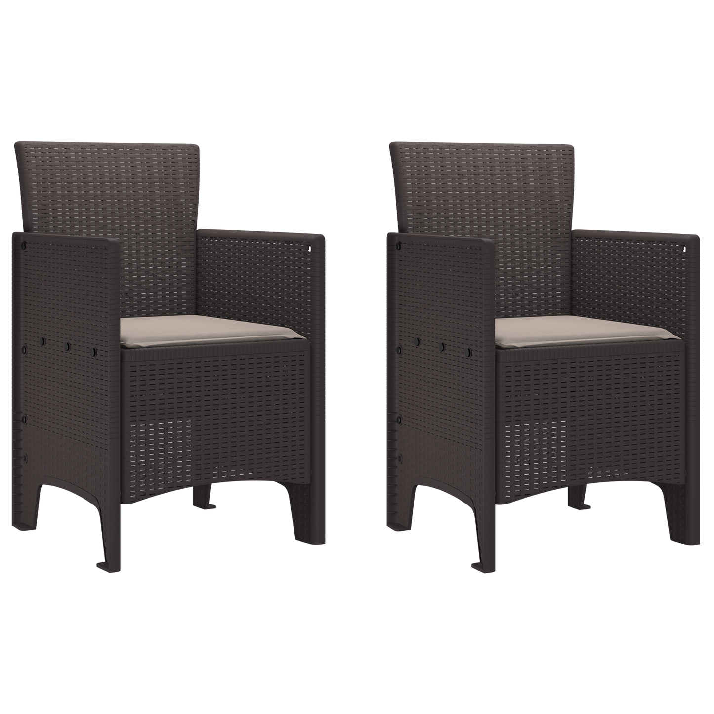 Havestole Med Puder 2 Stk Brun Poly Rattan