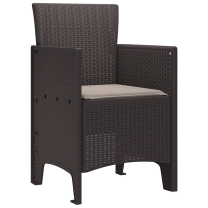 Havestole Med Puder 2 Stk Brun Poly Rattan