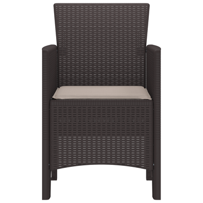 Havestole Med Puder 2 Stk Brun Poly Rattan