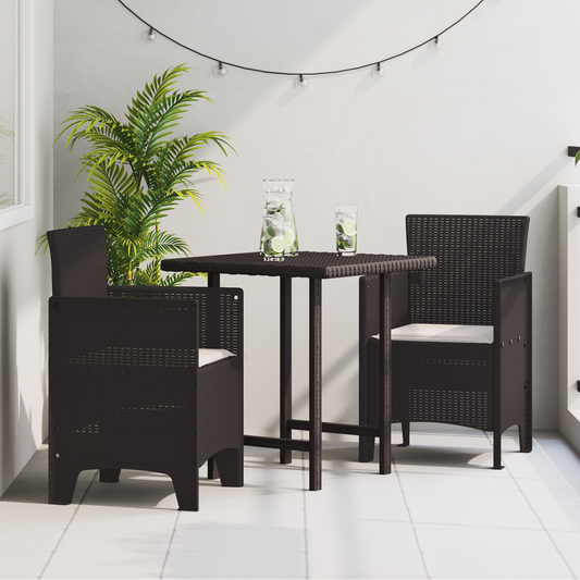 Havestole Med Puder 2 Stk Brun Poly Rattan