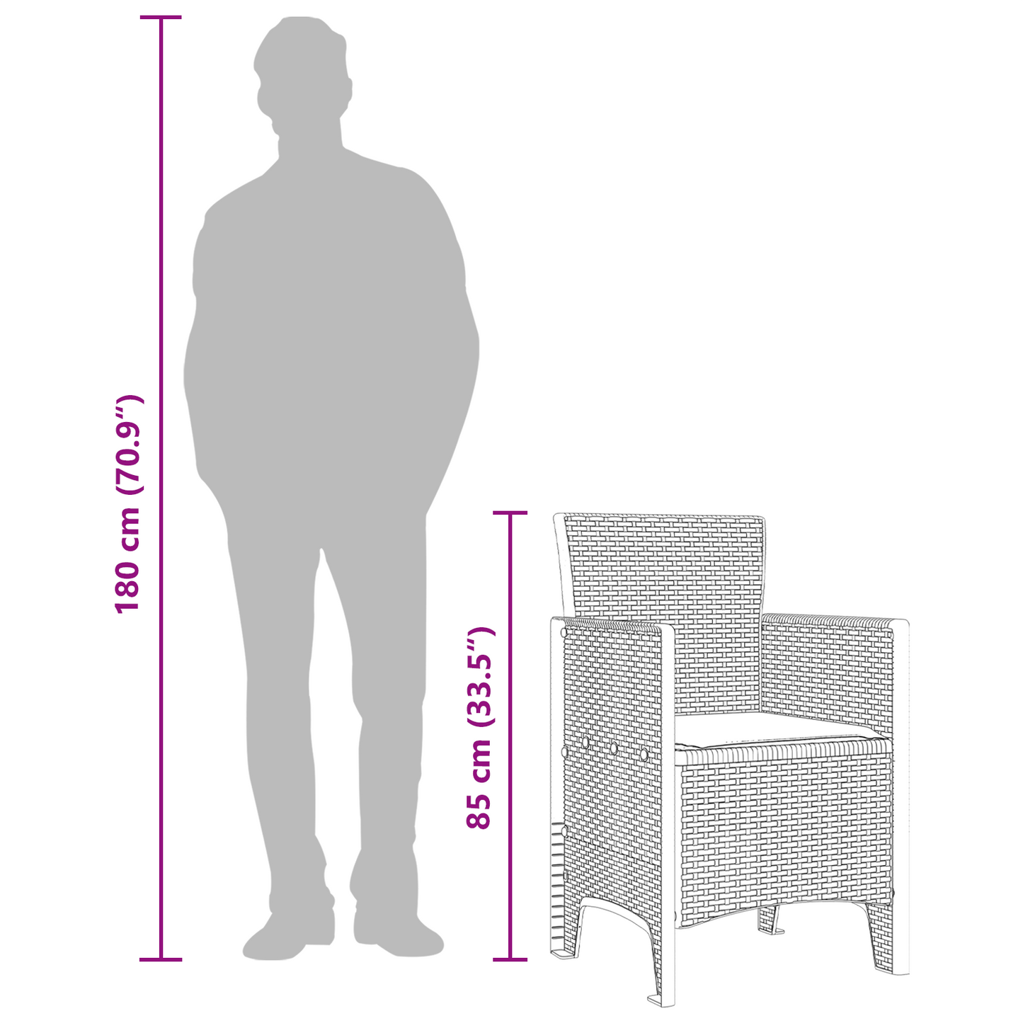 Havestole Med Puder 2 Stk Brun Poly Rattan