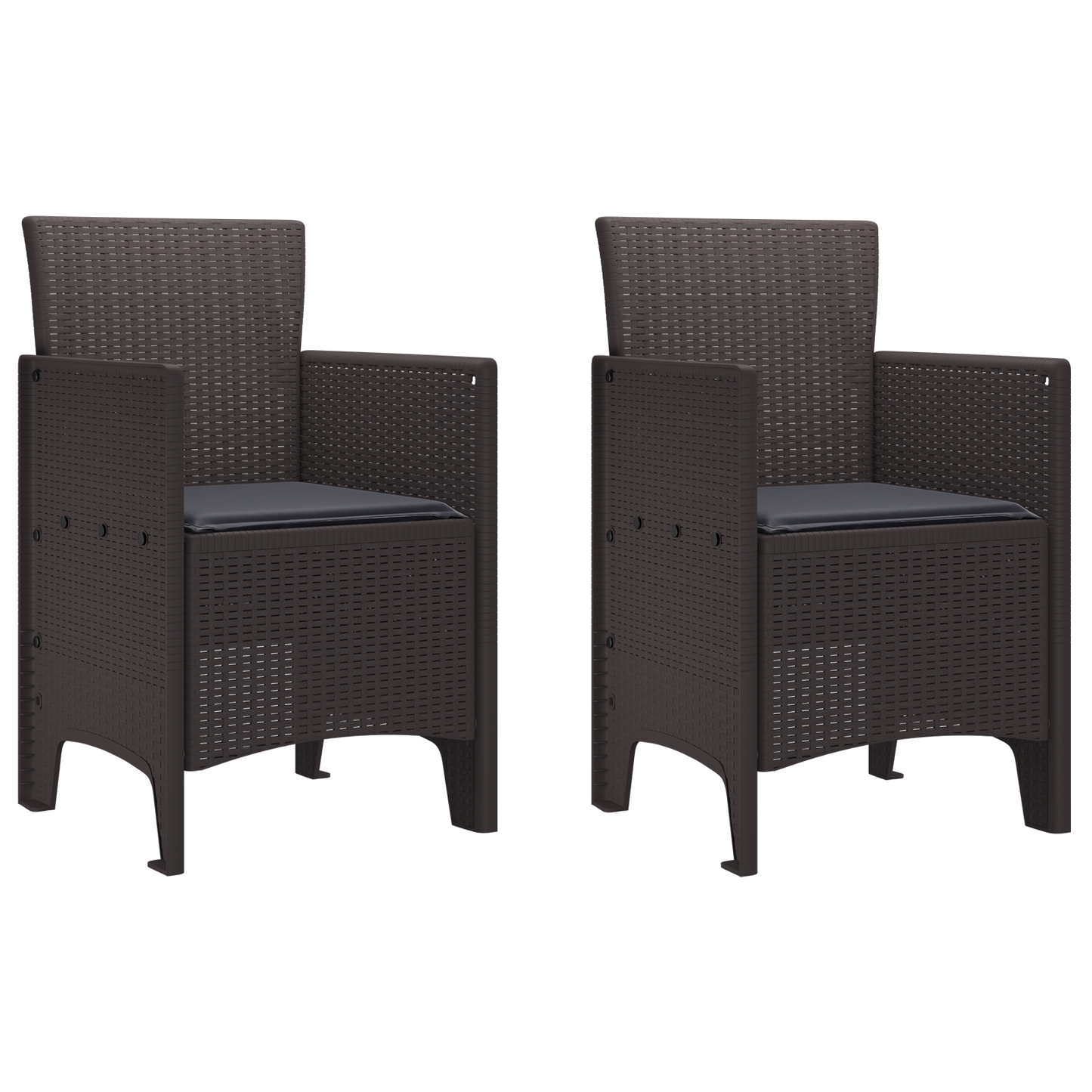 Havestole Med Puder 2 Stk Brun Poly Rattan