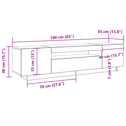 Tv-Skab Sort 160 X 35 X 40 Cm Konstrueret Træ