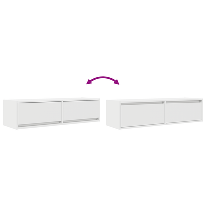 Tv-Skab Med Skuffe Hvid 100 X 31 X 25,5 Cm Konstrueret Træ