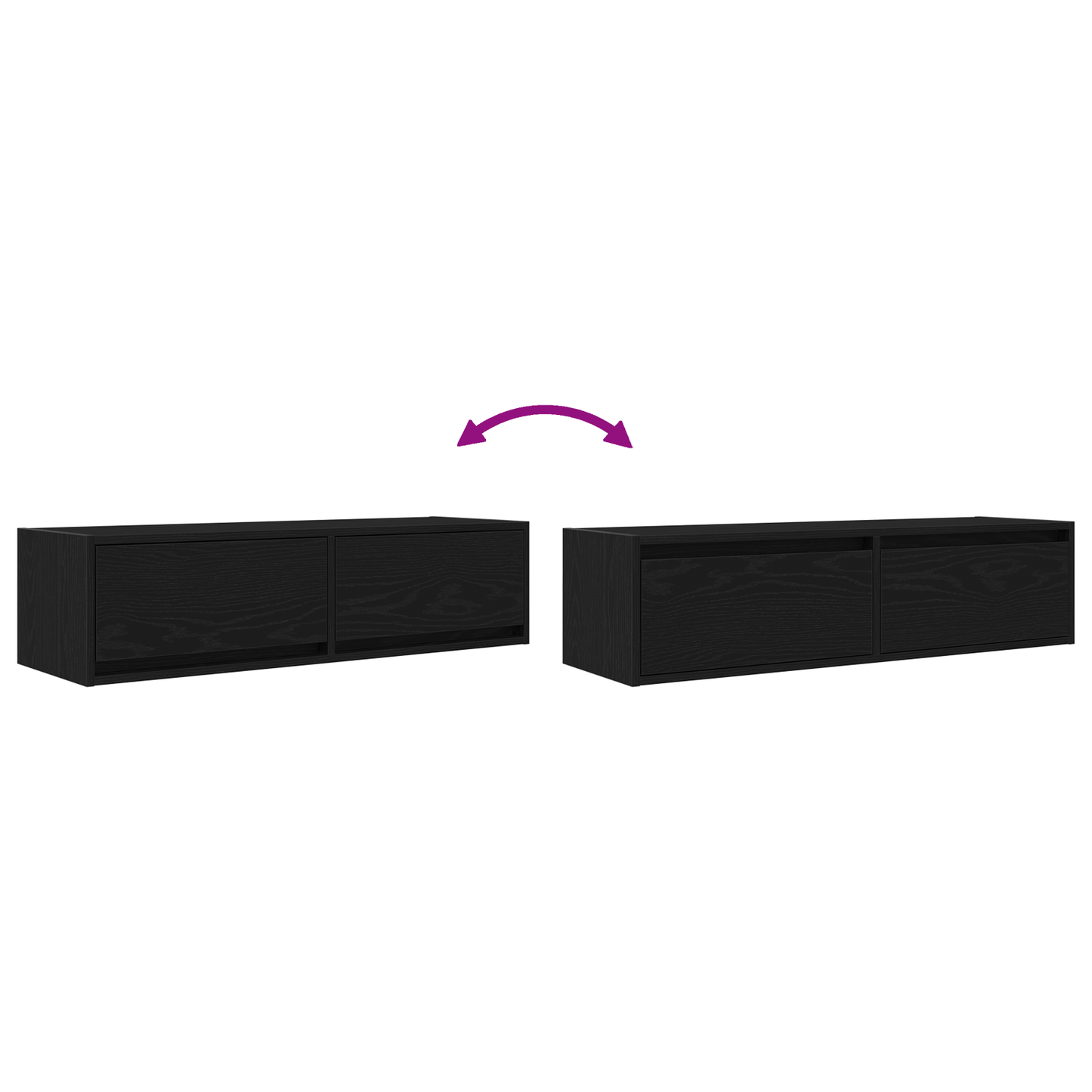 Tv-Skab Med Skuffe Sort Eg 100 X 31 X 25,5 Cm Konstrueret Træ