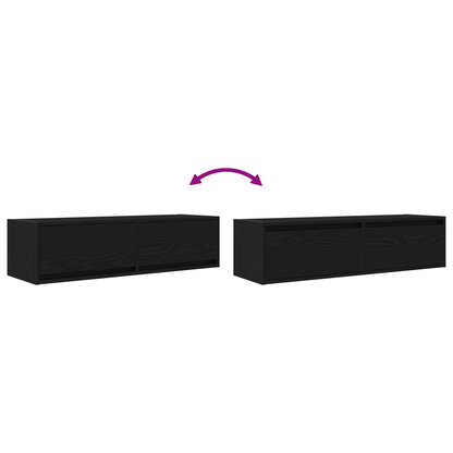 Tv-Skab Med Skuffe Sort Eg 100 X 31 X 25,5 Cm Konstrueret Træ