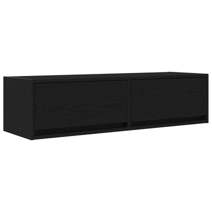 Tv-Skab Med Skuffe Sort Eg 100 X 31 X 25,5 Cm Konstrueret Træ
