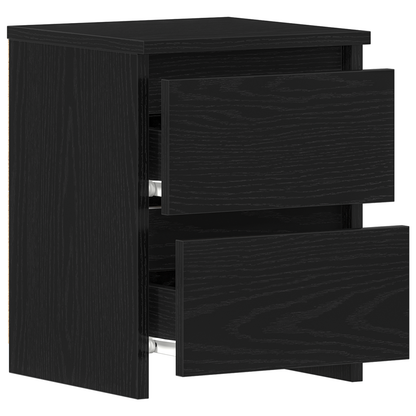 Natborde Med Skuffer 2 Stk Sort Eg 30X30X40 Cm