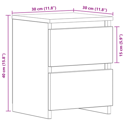 Natborde Med Skuffer 2 Stk Sort Eg 30X30X40 Cm