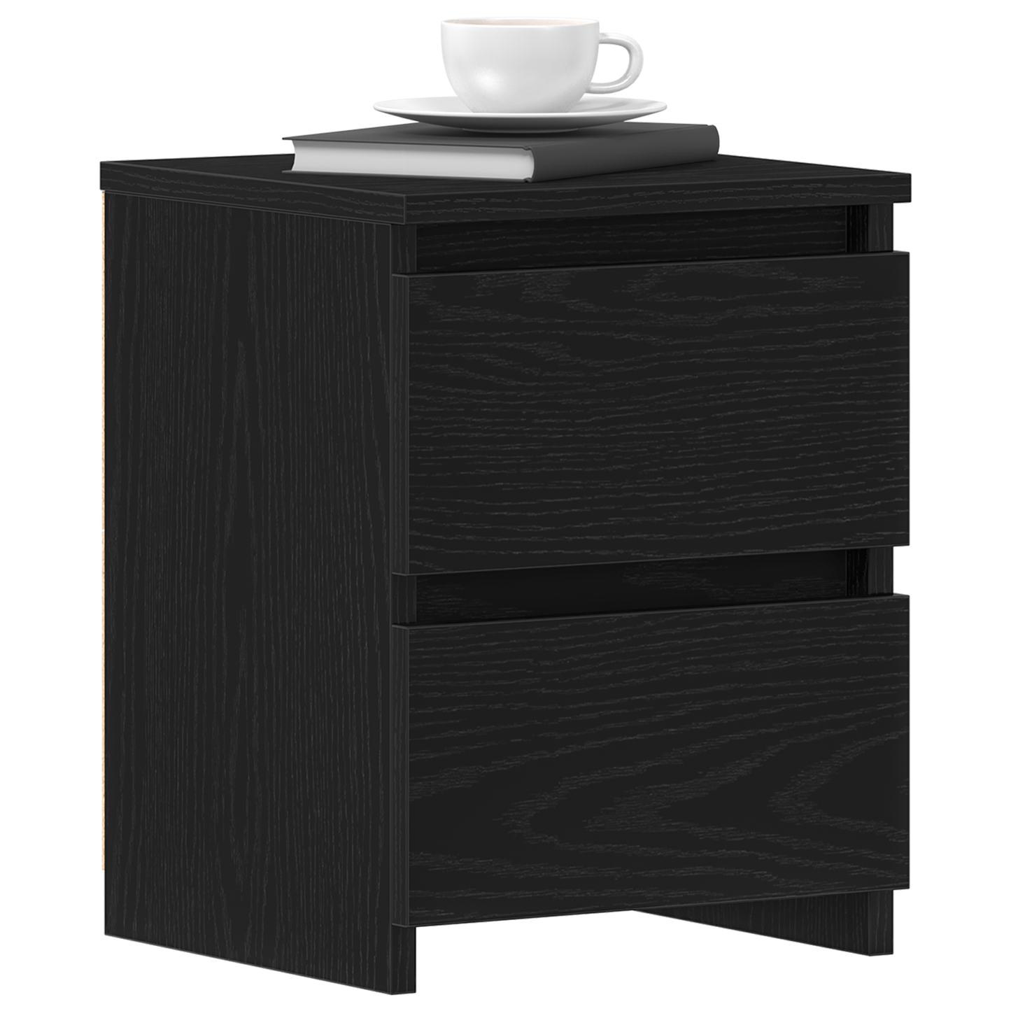 Natborde Med Skuffer 2 Stk Sort Eg 30X30X40 Cm