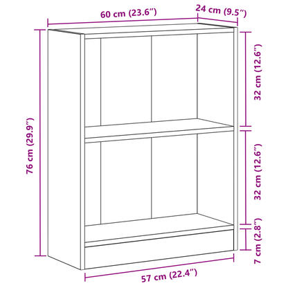 Bogskab Sort 60 X 24 X 76 Cm Konstrueret Træ